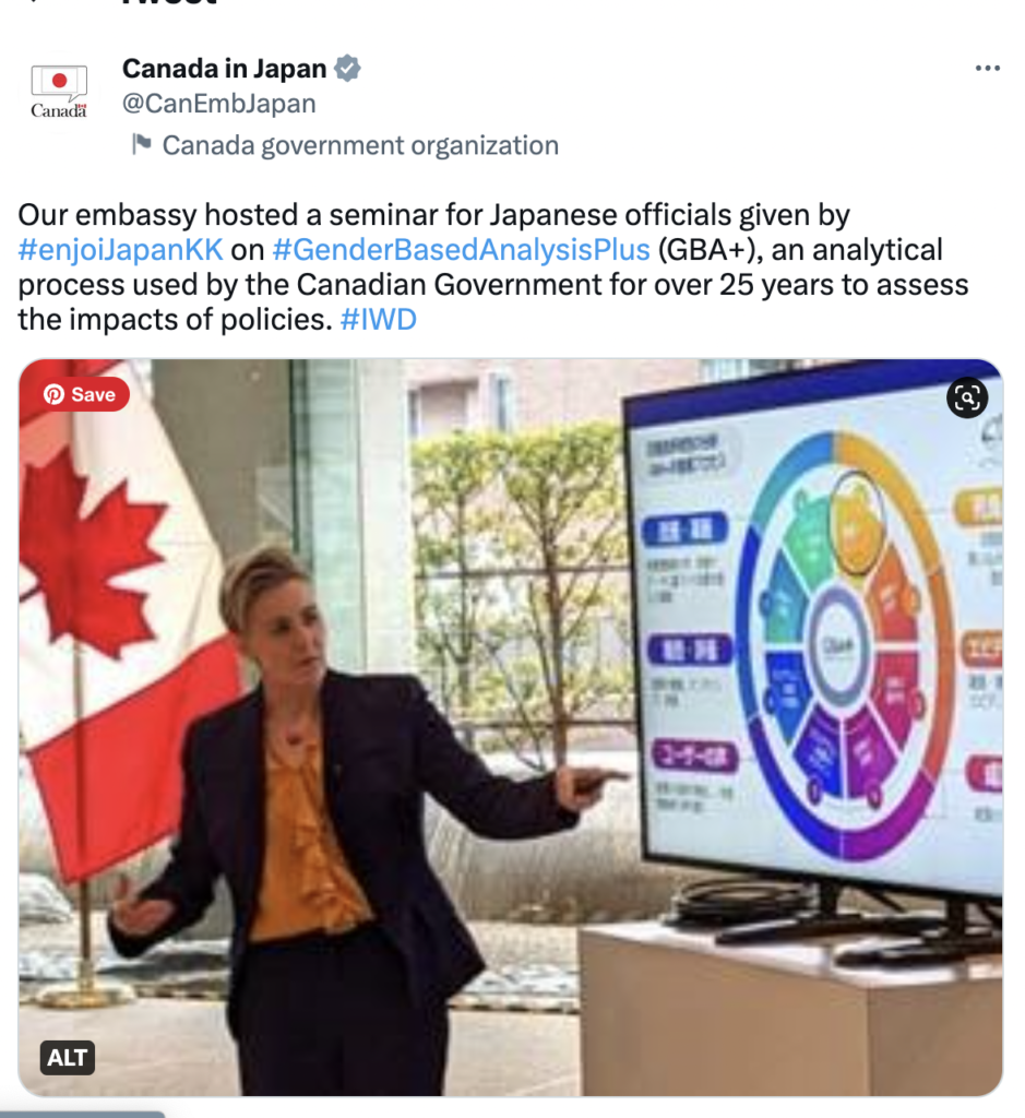Embassy of Canada Tokyo tweets about Dr Steele GBA+
