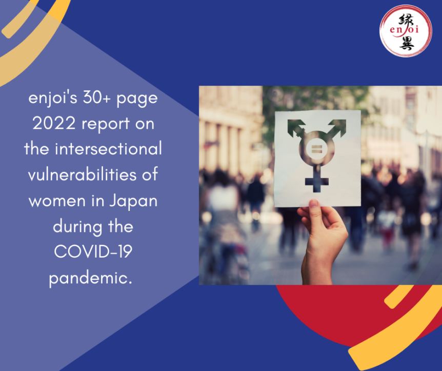enjoi's 30+ page 2022 report on the intersectional vulnerabilities of women in Japan during the COVID-19 pandemic.